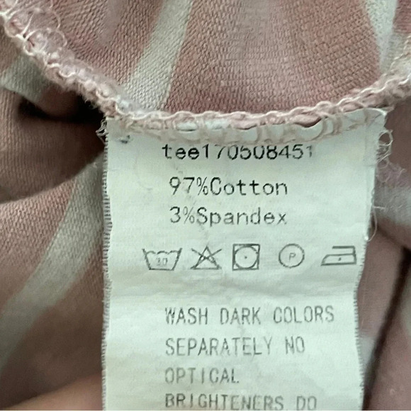 Tie-Up Crop Top Tee - Crew Neck- Pink and White Striped - Women's Size Medium - Picture 7 of 8